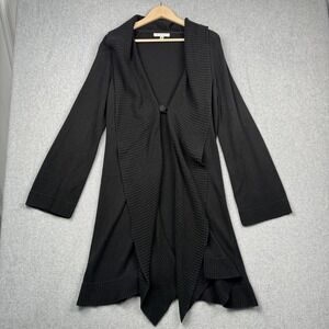 CAbi Sweater Womens Large Black Cardigan Shawl Collar Knit Duster Button 610